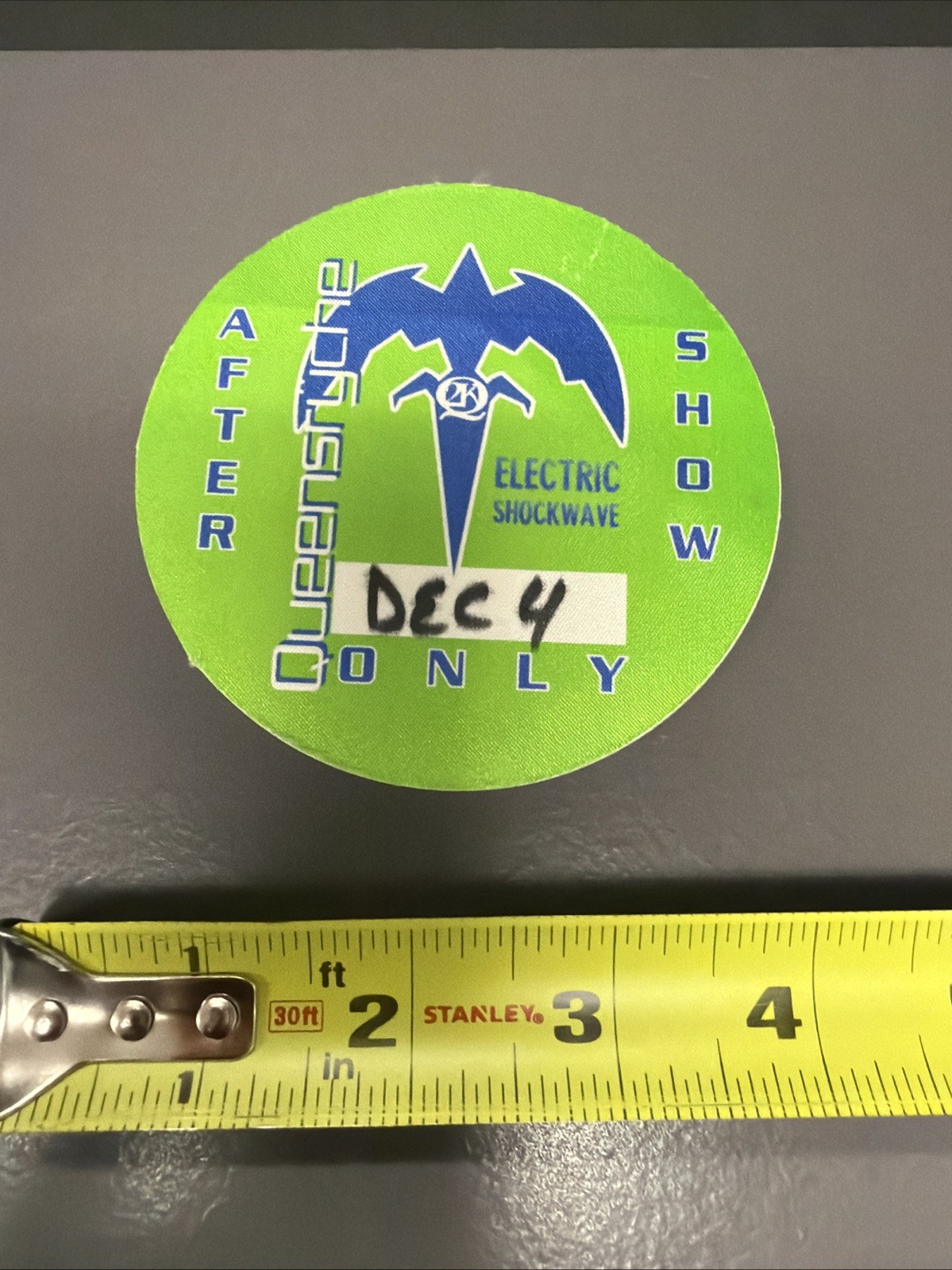 Queensryche Electric Shockwave Backstage Pass, Dec 4, 1999 Rock Music Green