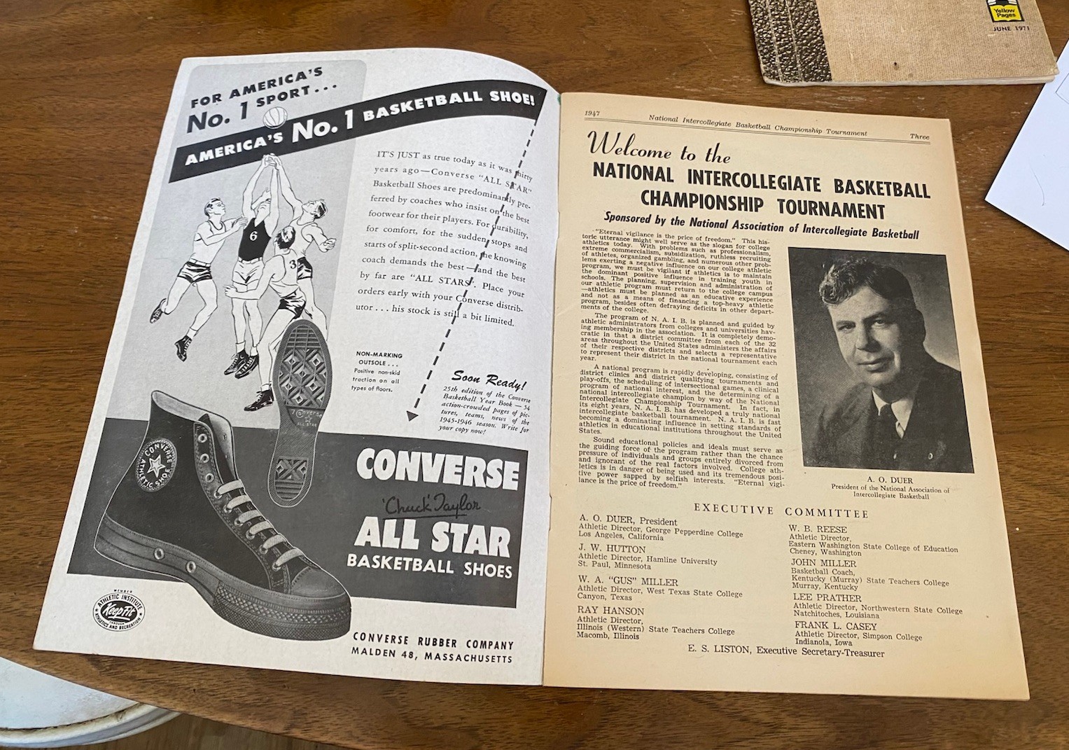 1947 NIBC National Intercollegiate Basketball Championship program Converse