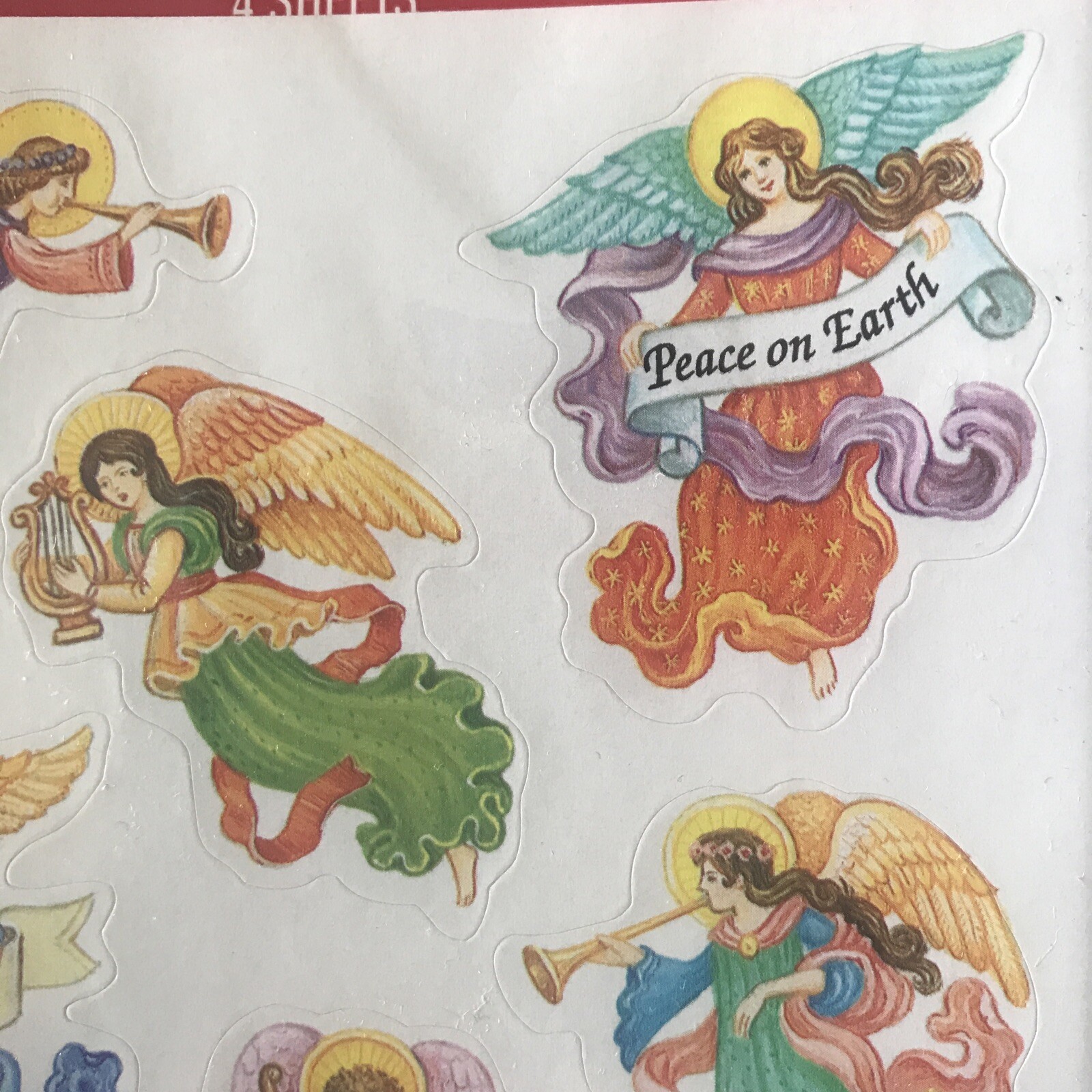 Vintage Hallmark Angels Christmas Stickers NIP 4 Sheets SEALED Musical Rejoice