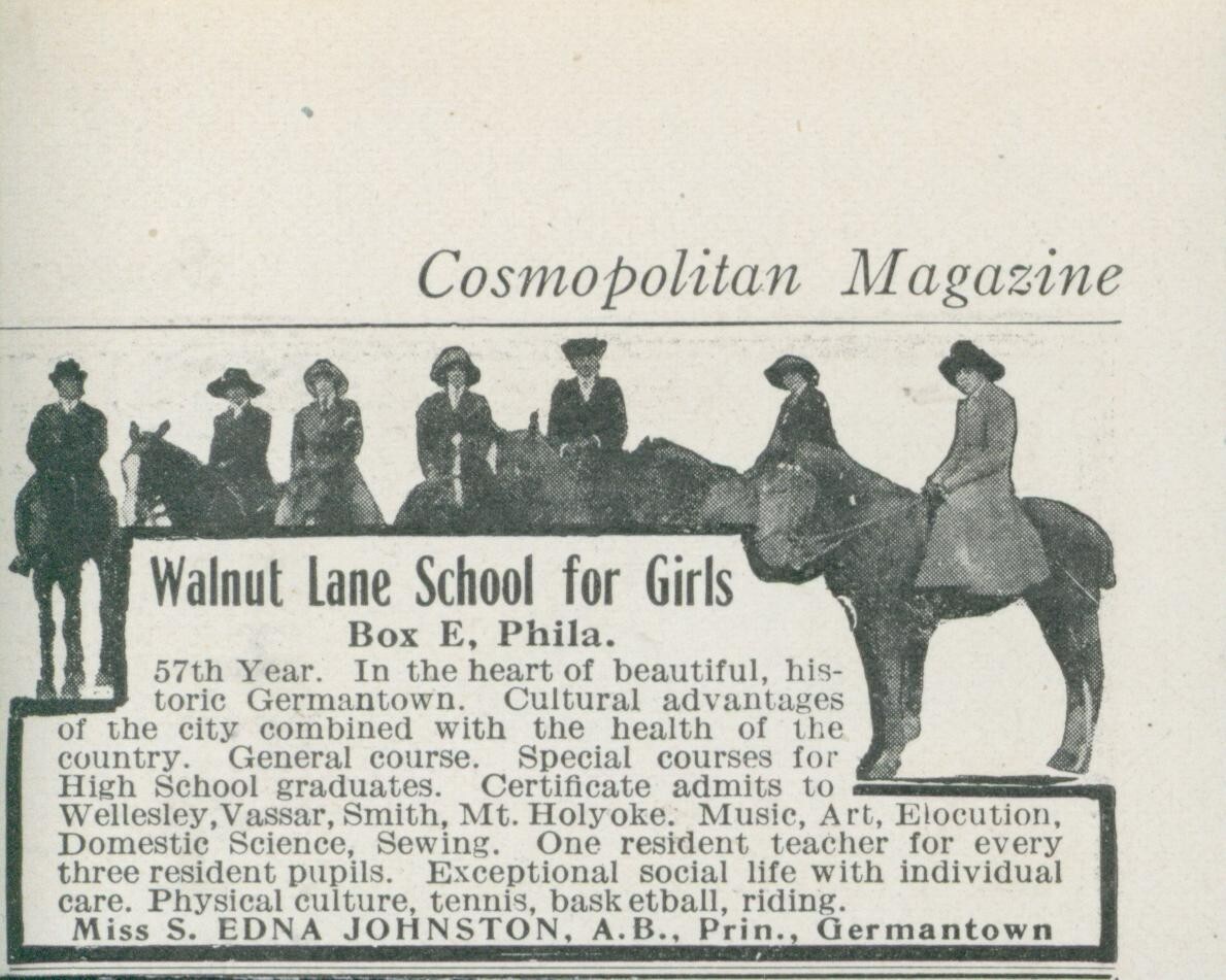 1914 Walnut Lane School For Girls Germantown PA Horse Riders Vtg Print Ad CO3