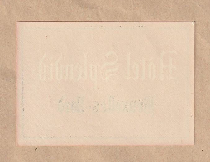 HOTEL SPLENDID. BRUXELLES NORD. circa 1950s. ORIGINAL VINTAGE LUGGAGE LABEL