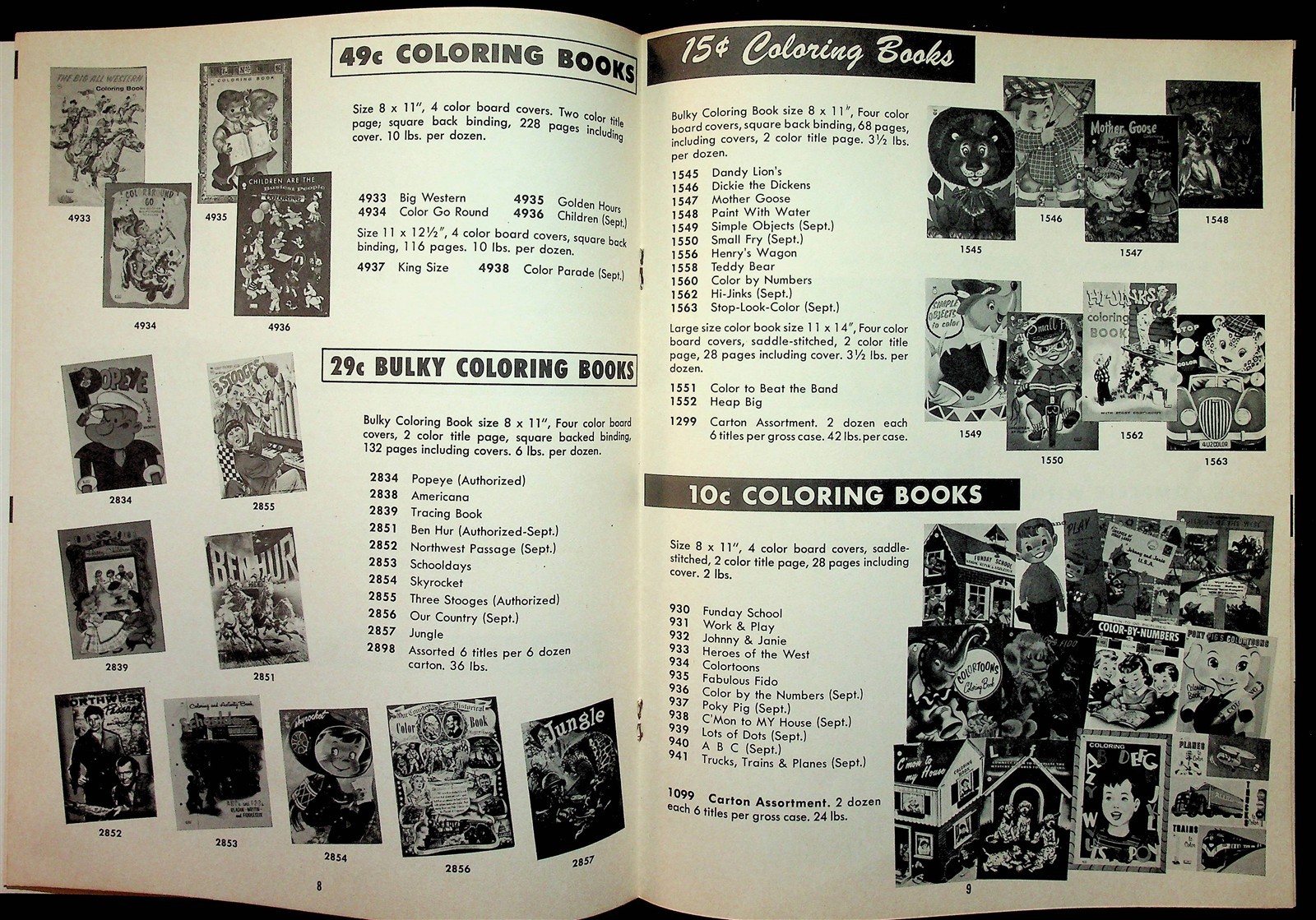 Paper Dolls Popeye Samuel Lowe Children’s Books Catalog Fall/Christmas 1959