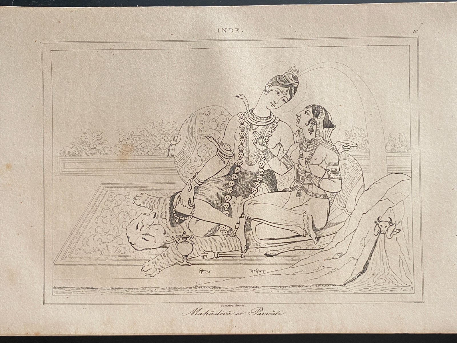 Engraving India 1843 “Mahadeva And Parvati”