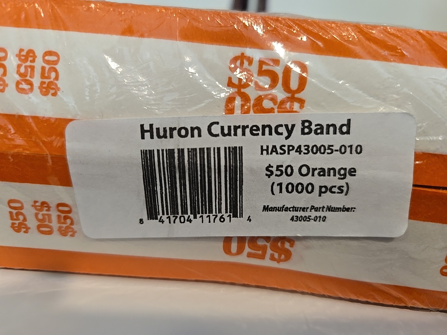 1000 Self-Sealing Orange Bill Money Straps Bands $50 Cash Wrappers Currency