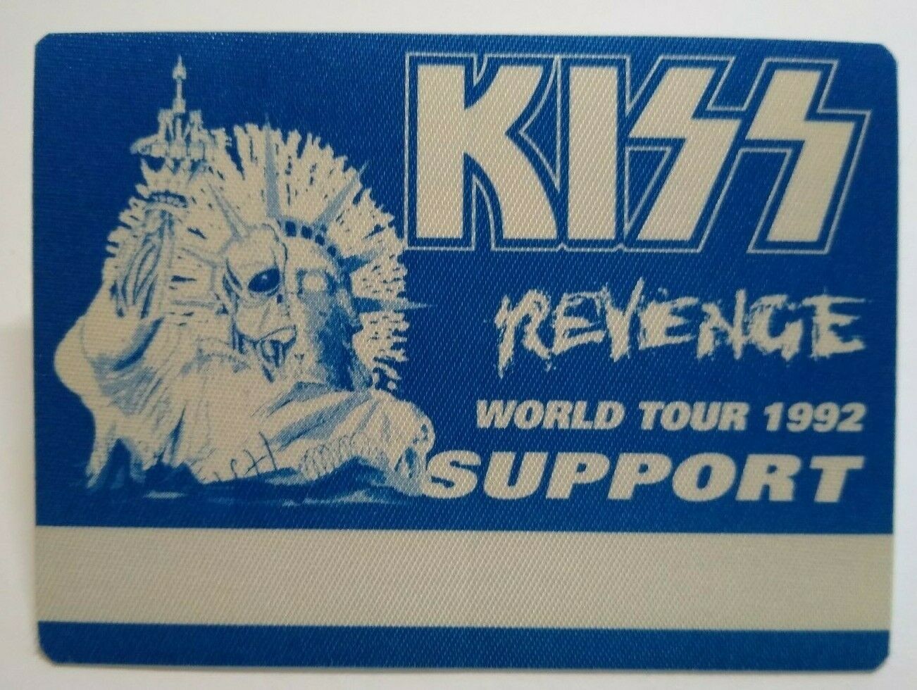 Kiss Revenge Backstage Pass Original Hard Rock Music Concert Tour Blue Skull 92