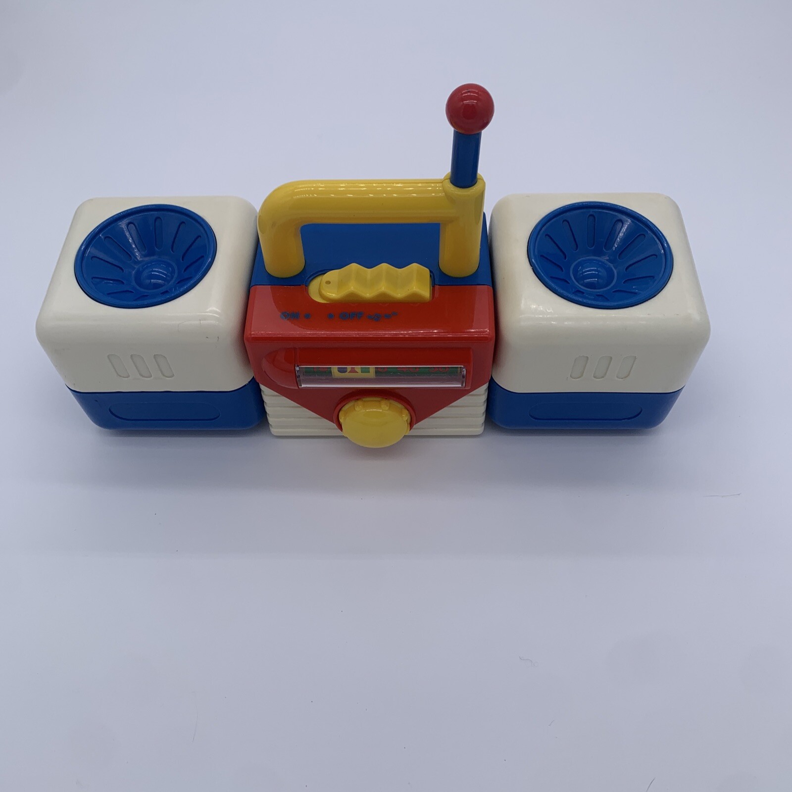 Vintage RARE Red White & Blue Nursery Rhymes Playing Toy Boom Box with Handle