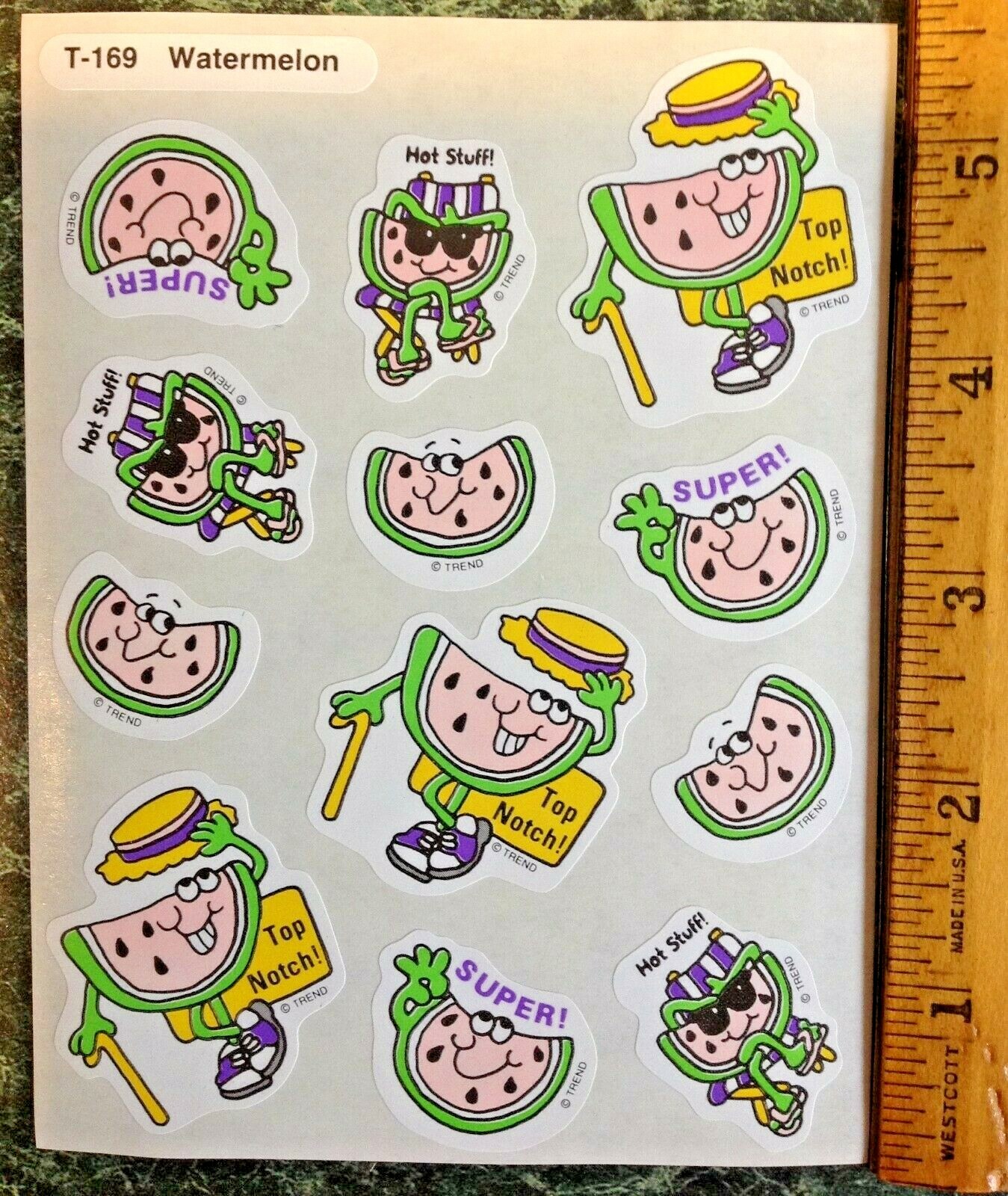 VTG TREND Scratch & Sniff Stinky Sticker Sheet Die Cut WATERMELON Scent Ltd Ed.