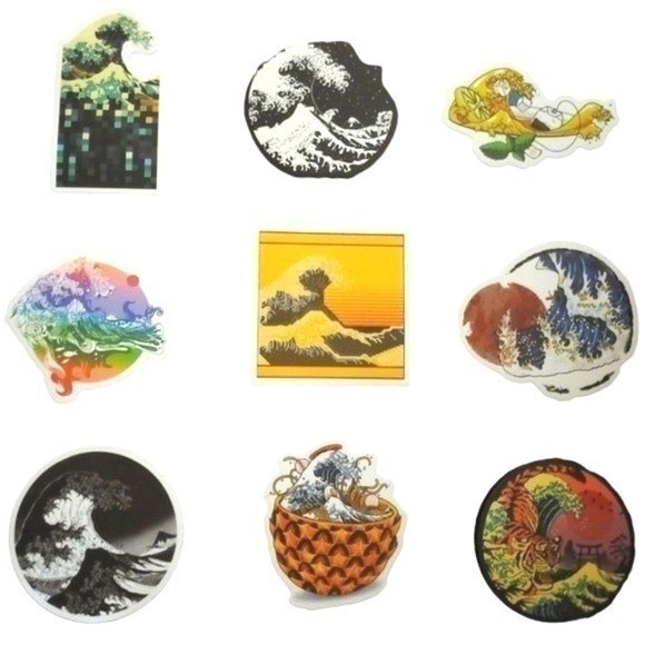 Unbranded Great Wave Off Kanagawa Art 18pc Sticker Set Multicolor 2x2in