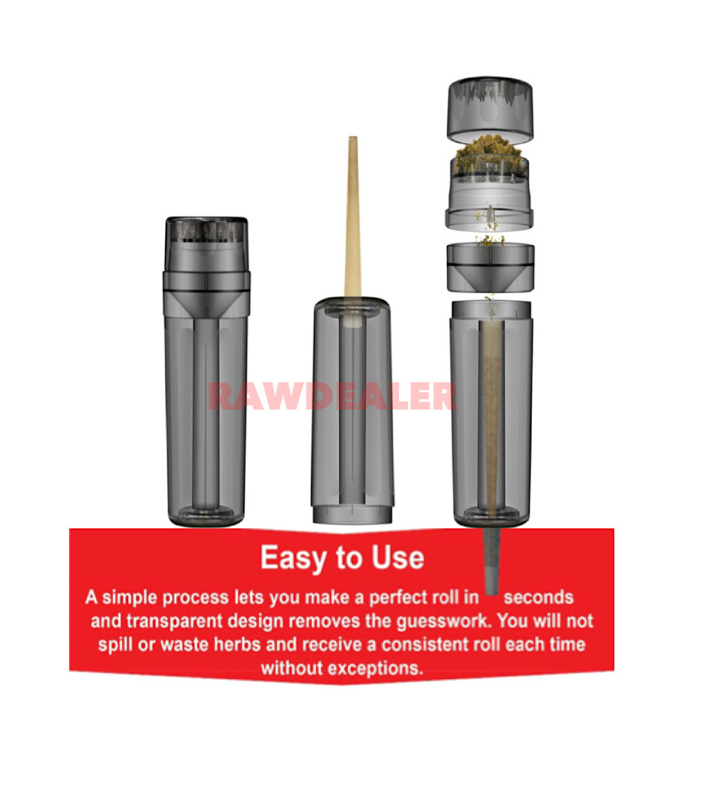 RAW cone king Size classic pre rolled(200PK) +filler grinder storage 3 in 1