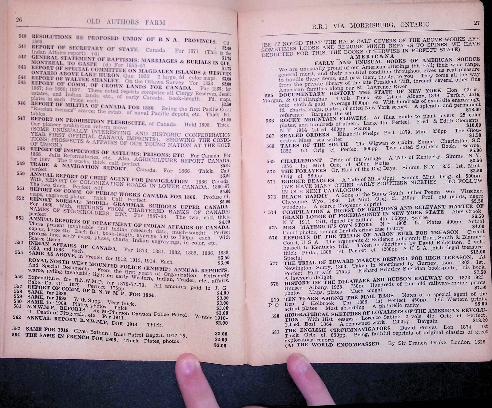 Old Authors Farm Catalog 1946 Morrisburg ON Books Stamps Maps Americana First