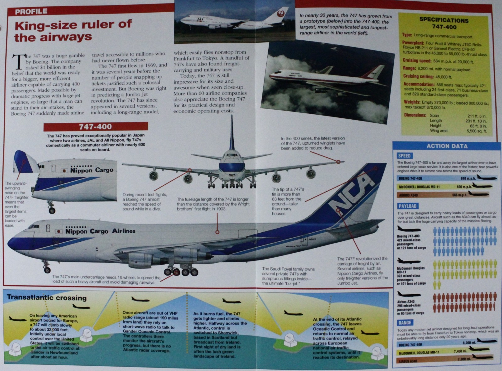 Boeing 747 Jumbo Jet Aircraft Picture Brochure Pamphlet Out of Print Sheet