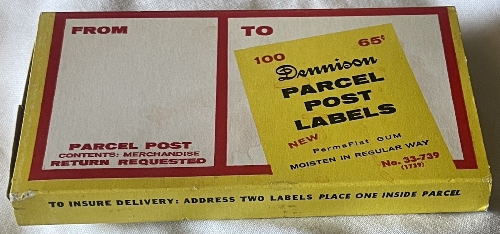 Vintage 90 DENNISON PARCEL POST LABELS Tablet Gummed 5.5″x 3″ #33-739