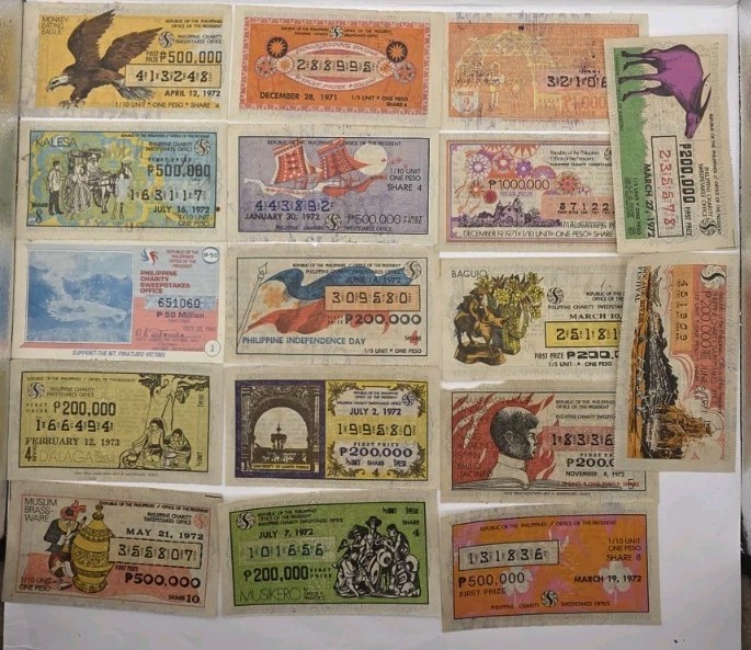 1970s Philippines Paper Collectible Vintage Sweepstakes.Lot Of 17.Used.
