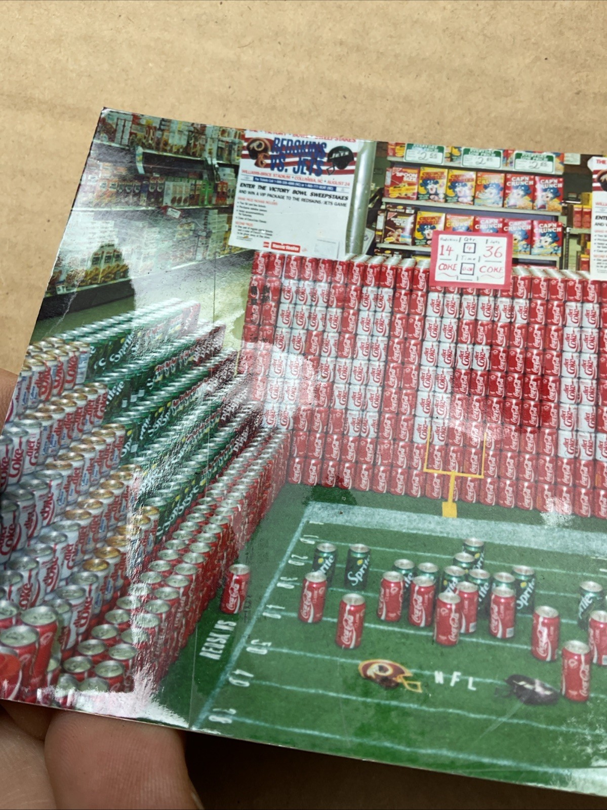 1991 Harris Teeter Coca Cola Advertising Display Redskins Vs Jets Victory Bowl