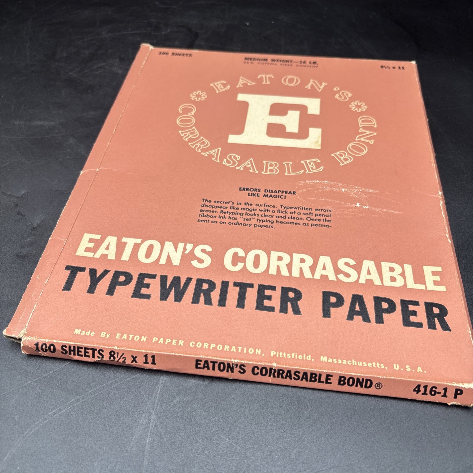 Vtg 100 Sheets Eaton’s Corrasable Typewriter Paper 8½ x 13″ Legal Ruled 416-6 P