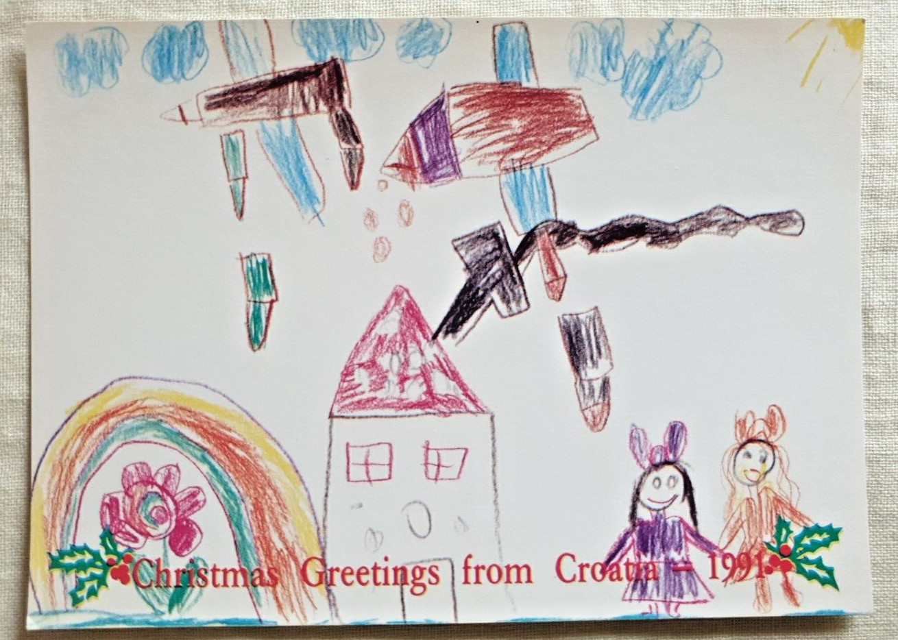 Postcard Christmas Greetings from Croatia 1991 Croatian War of Independence