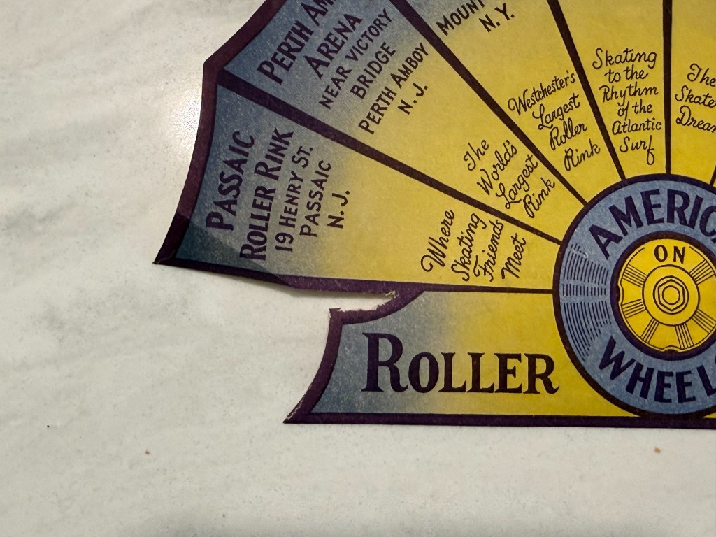 America on Wheels Roller Skating Decal Asbury Park NJ NY 8 Rinks 1950s Casino