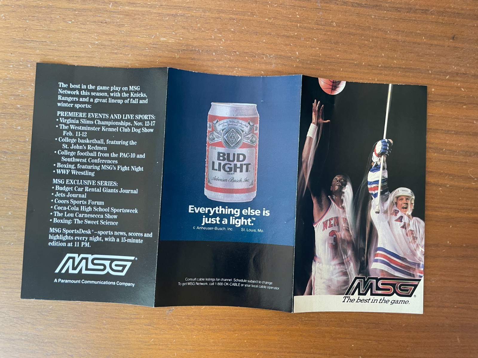 MSG Hockey Brochure 1990-1991 Knicks And Rangers Schedule