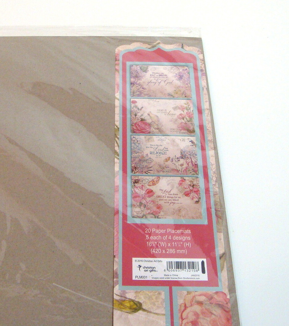 Christian Art Gifts Paper Placemat Set Set of 20 Four Assorted Designs