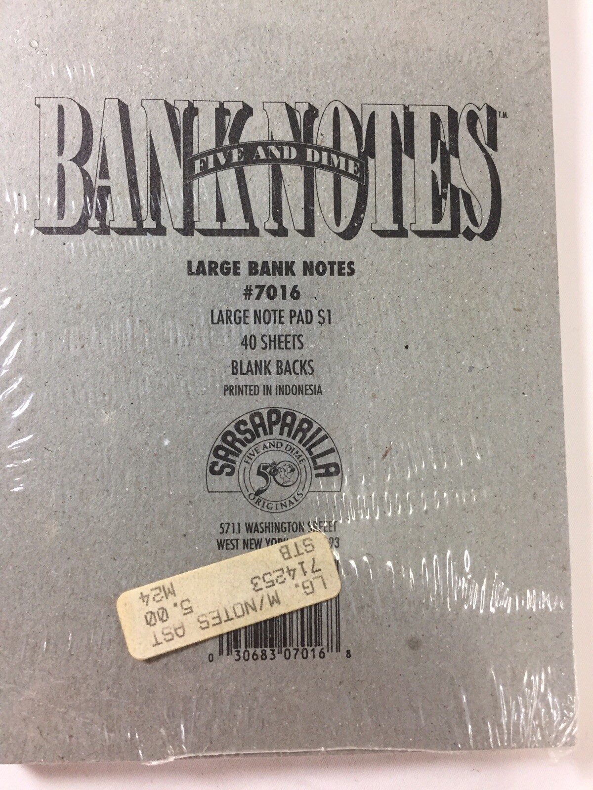 Sarsaparilla Five and Dime ~ Banknotes ~ Large Bank Notes #7016~ 40 sheets. $1
