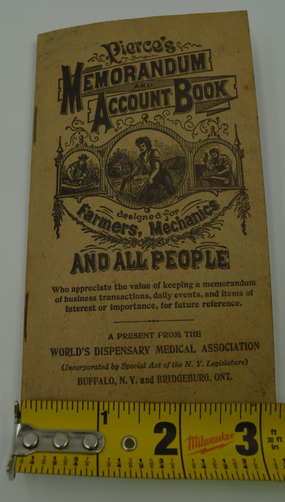 Antique-PIERCE’S MEMORANDUM & ACCOUNT BOOK – Farmers, Mechanics/Medical & People