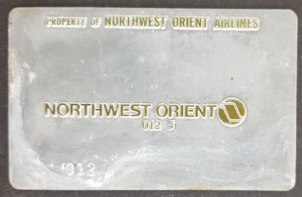 Vintage Northwest Orient Airlines Airplane Metal Sample Card