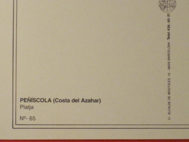 Penicola / Costa del Azahar Postcard – Printed in Barcelona, Spain