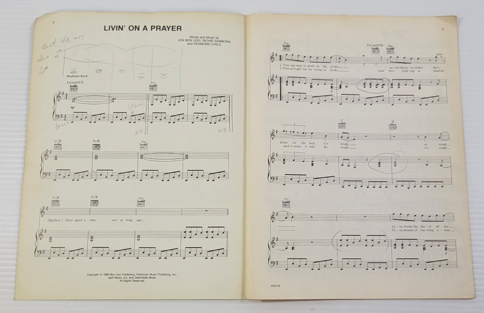 *L4) Livin’ on a Prayer – Bon Jovi – Vintage Sheet Music