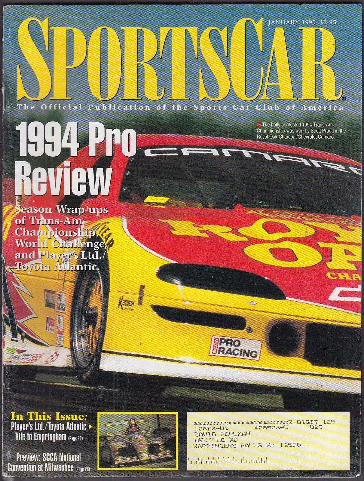 SCCA SPORTS CAR Trans-Am Championship World Challenge Toyota Atlantic ++ 1 1995