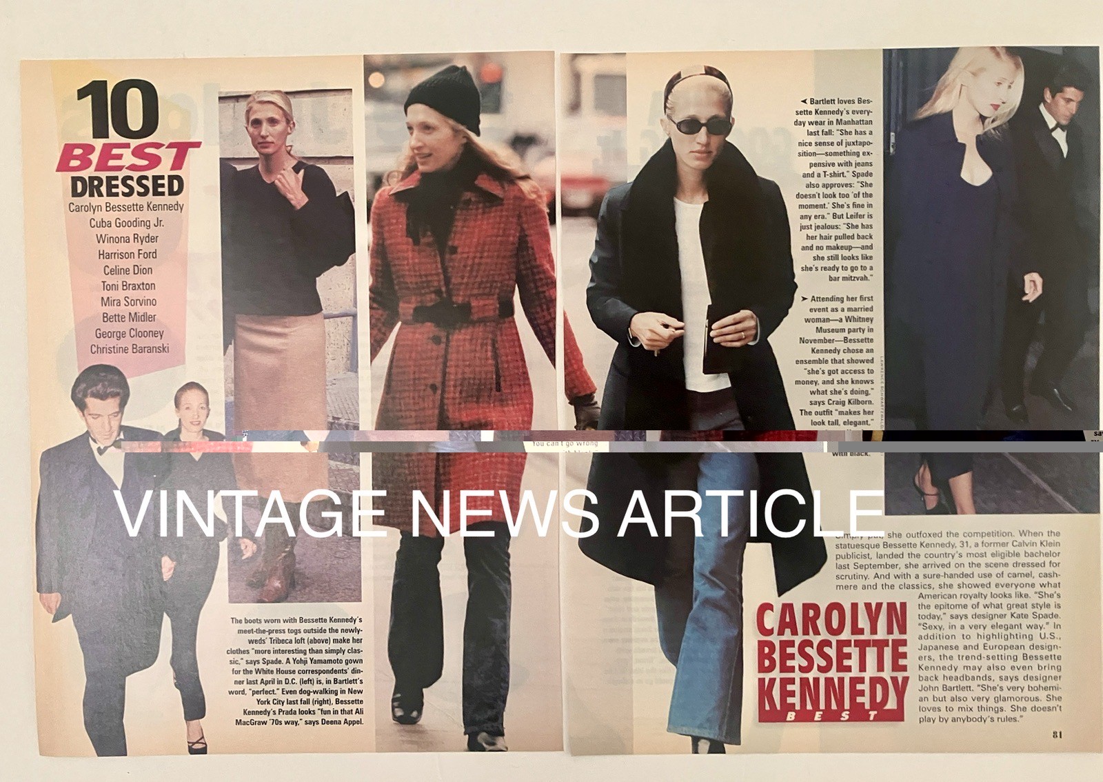 1980’s Vtg Carolyn Bessette Kennedy article Photos VTG NEWS CLIPS