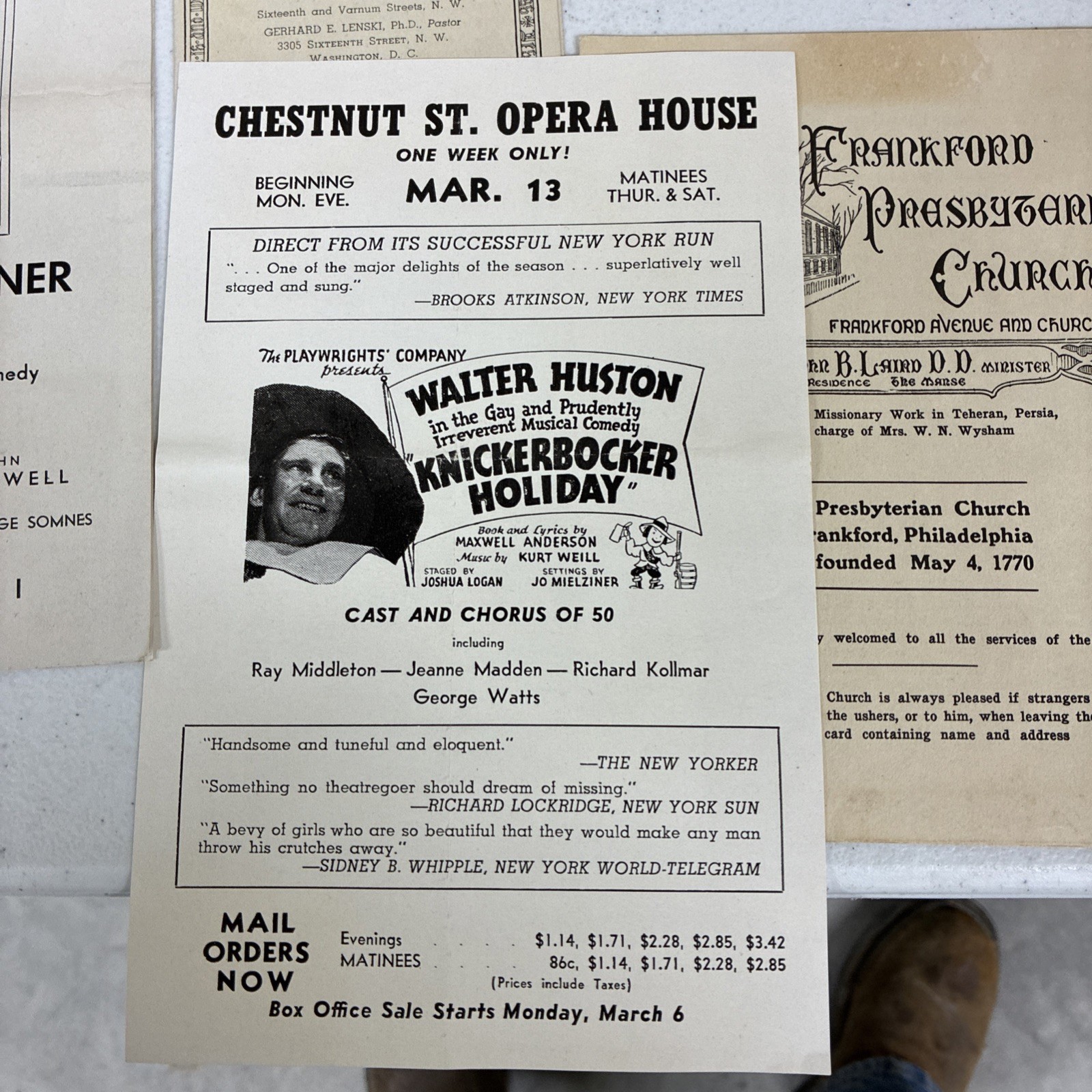 Vintage Theater Programs From 1939 Philadelphia