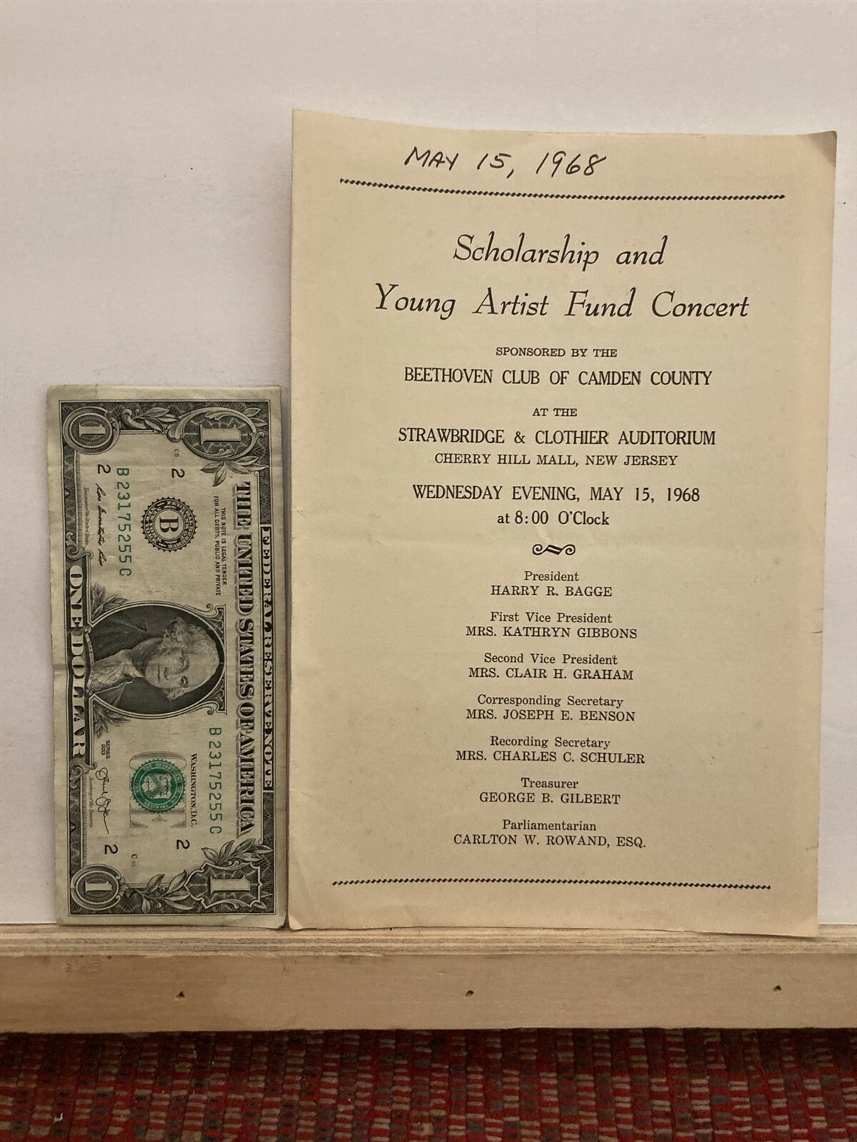 1968 Beethoven Club of Camden Cherry Hill Mall Concert Program New Jersey NJ Vtg