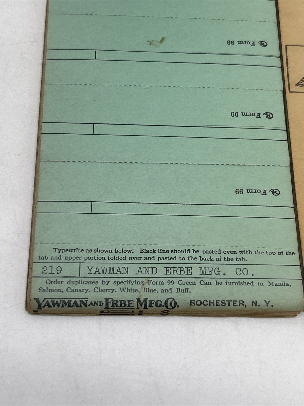3 Vintage Packs Of Y&E Gummed Labels No. 99 Green & Blue Typewriter Sheets RARE