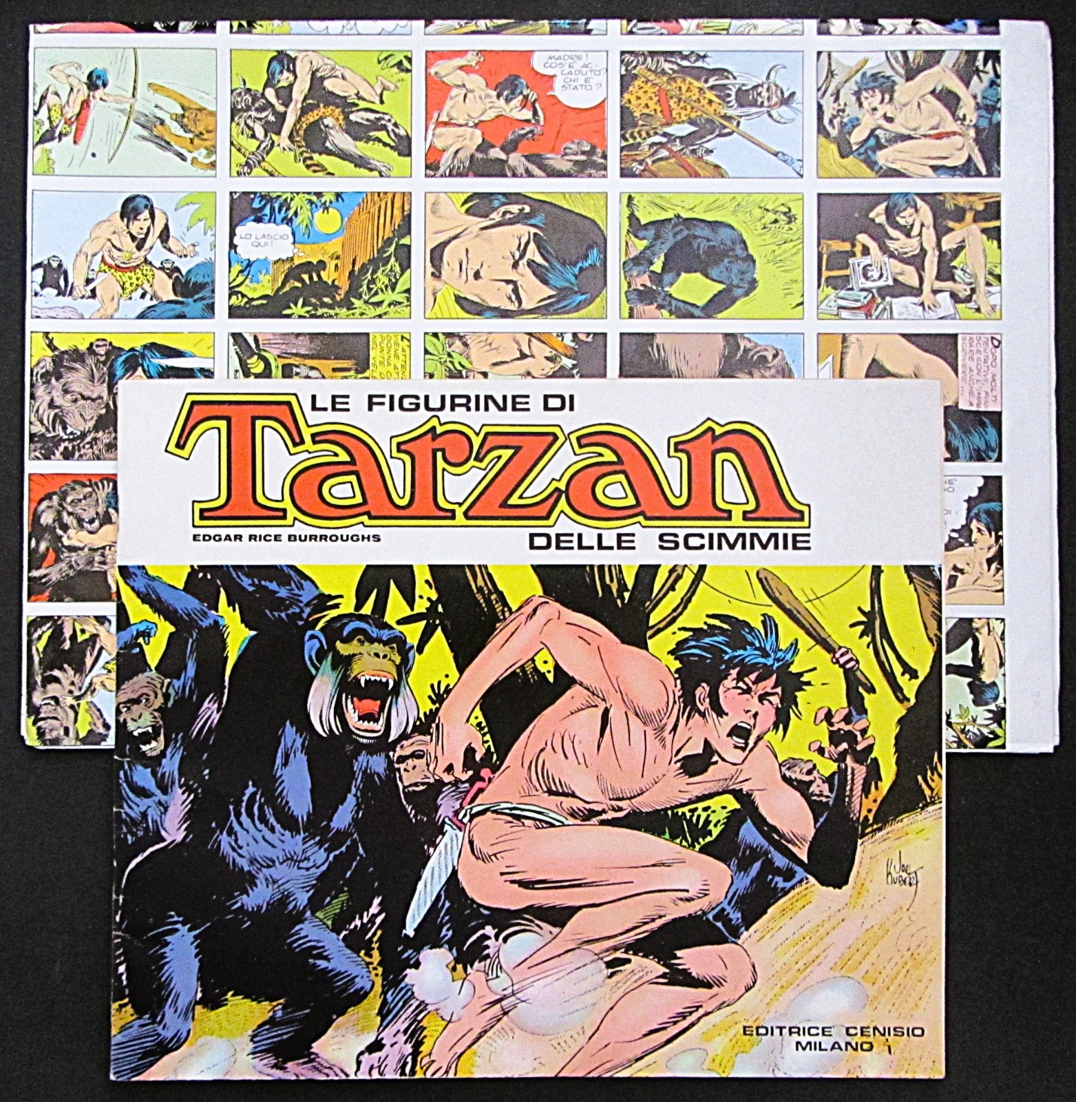 TARZAN OF THE APES~ITALIAN STICKER BOOK w/UNCUT SHEET OF 200 STICKERS~JOE KUBERT