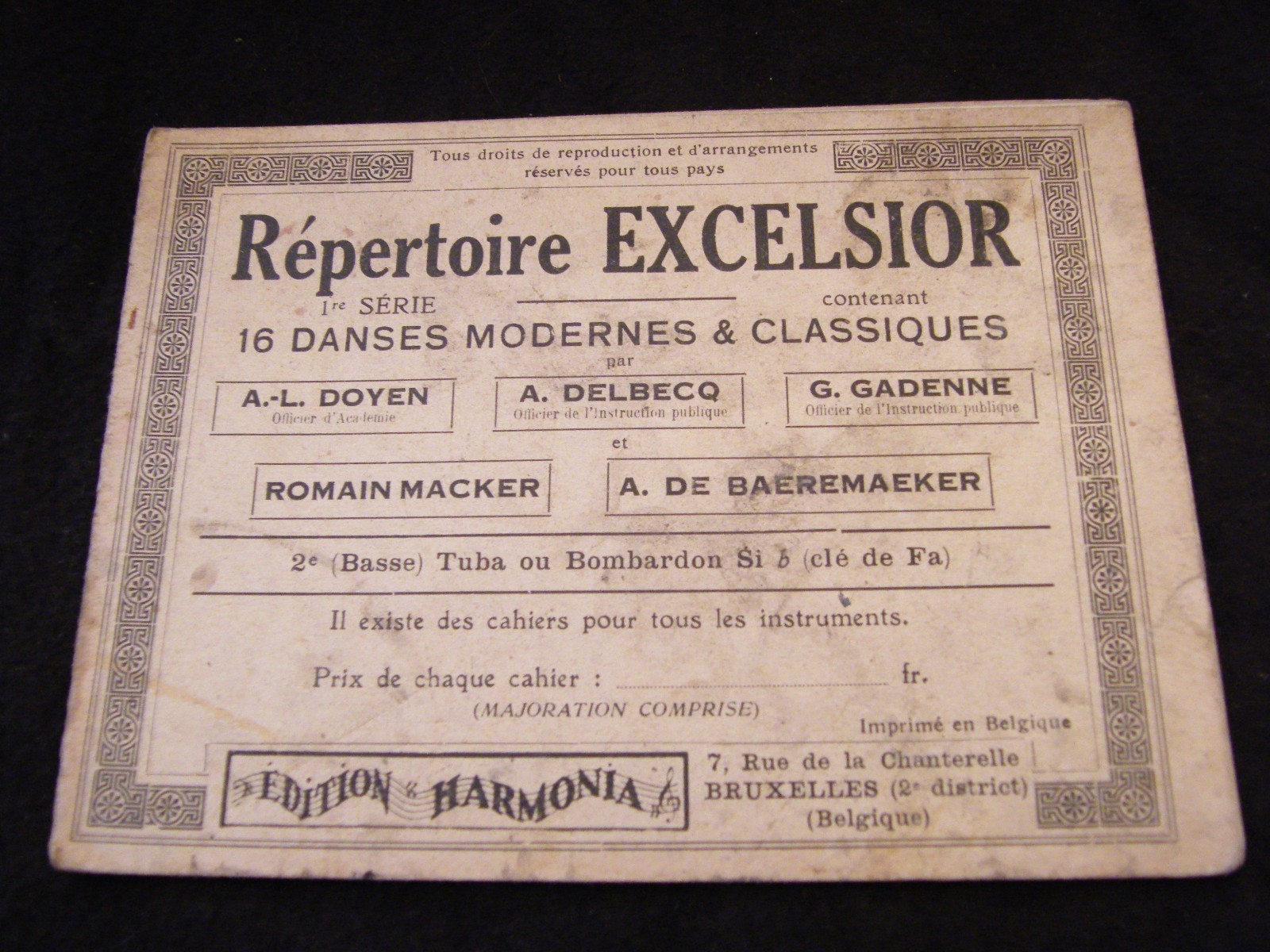 Partition Directory Excelsior 2nd Bass or Bombardon if B