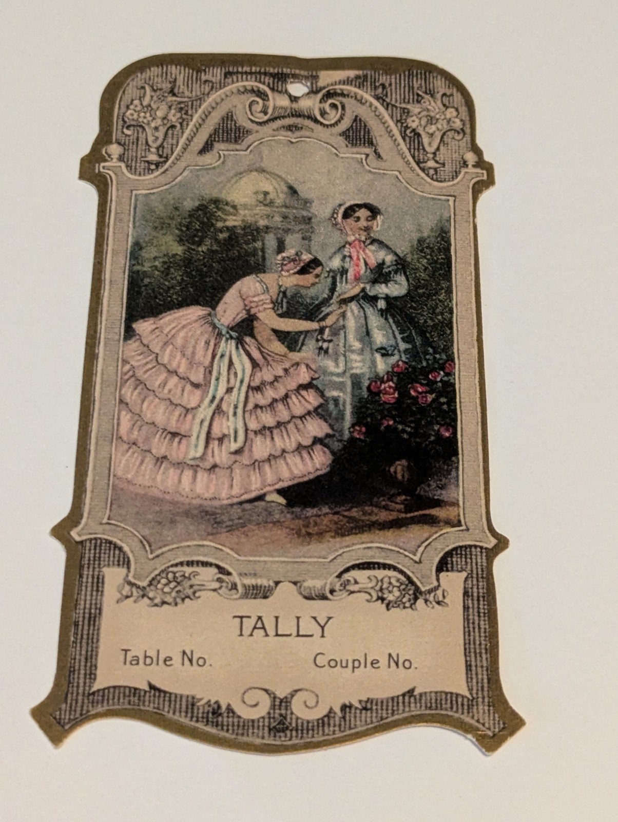 Vintage Bridge Score Tally Card Victorian Women Hat Dresses Antique