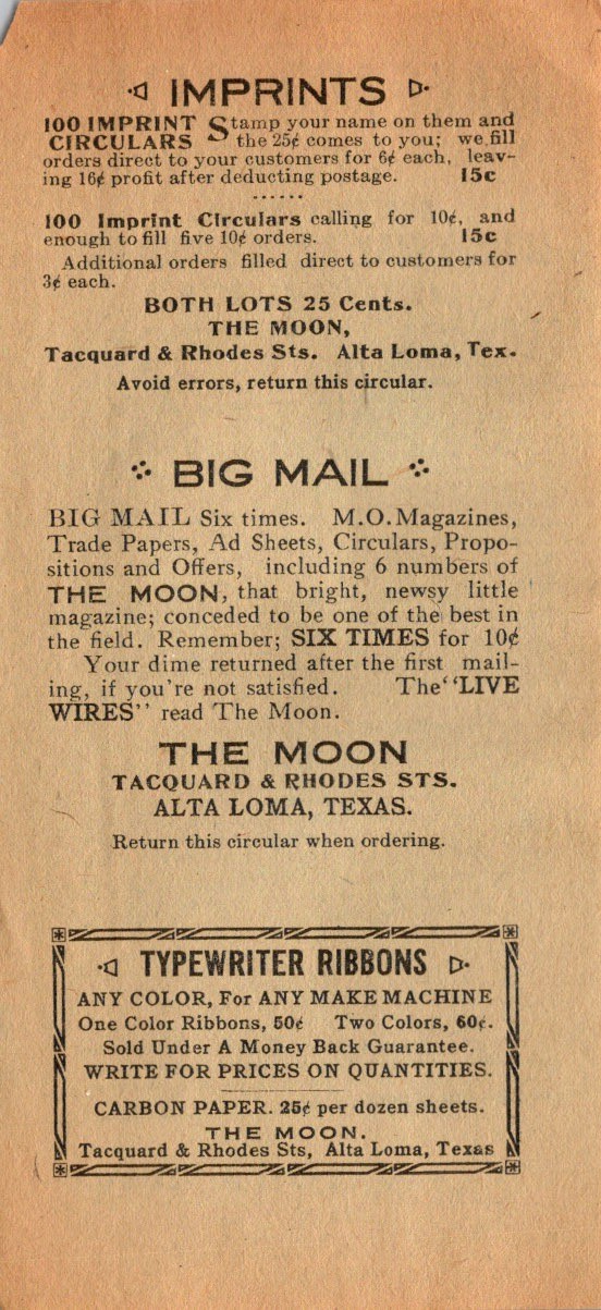 1920s Graford Texas Mail Order Circular 500 Money Making Formulas Book