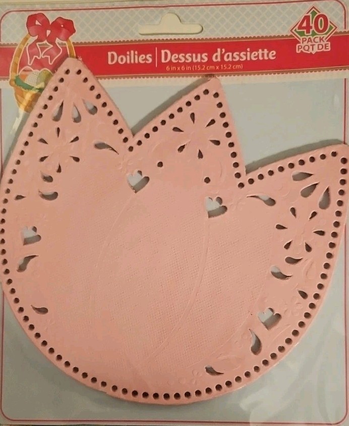 182 Paper Doilies, White, Pink, Red. Hearts, Circles, Tulips, Ovals, Rectangles