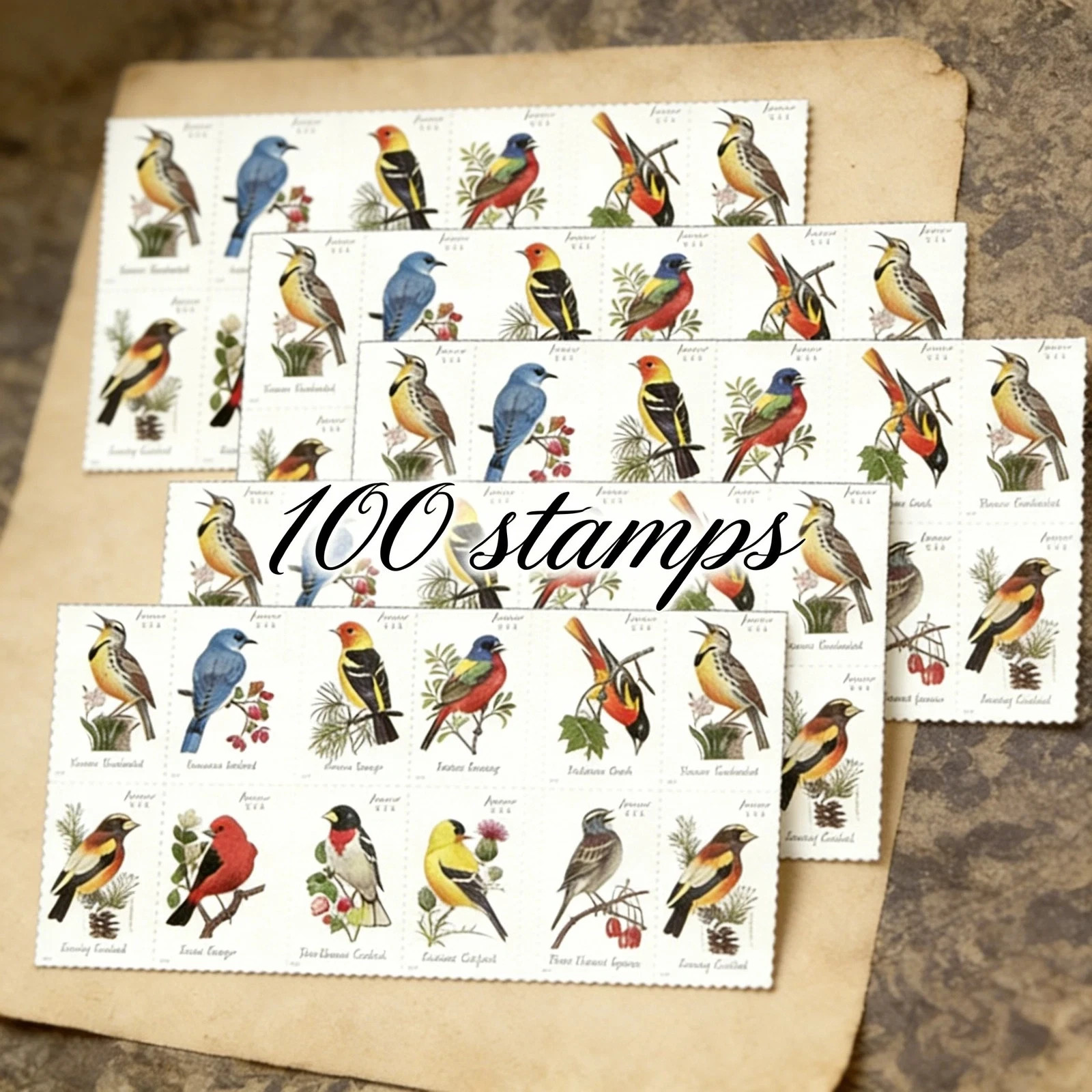 2014 US Songbirds For & ever Stamps Booklet Pane of 100 MNH Scott 4891b