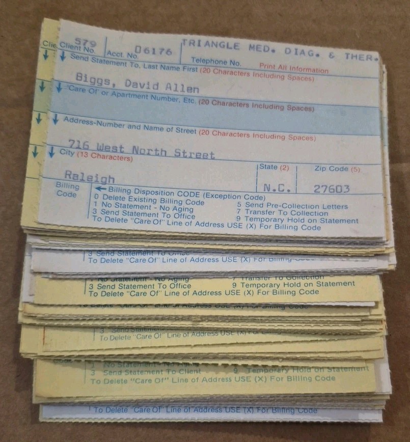 LARGE VINTAGE INVOICE JUNK JOURNAL BULK PAPER LOT EPHEMERA PAPER 100+ NC 4.5 x3″