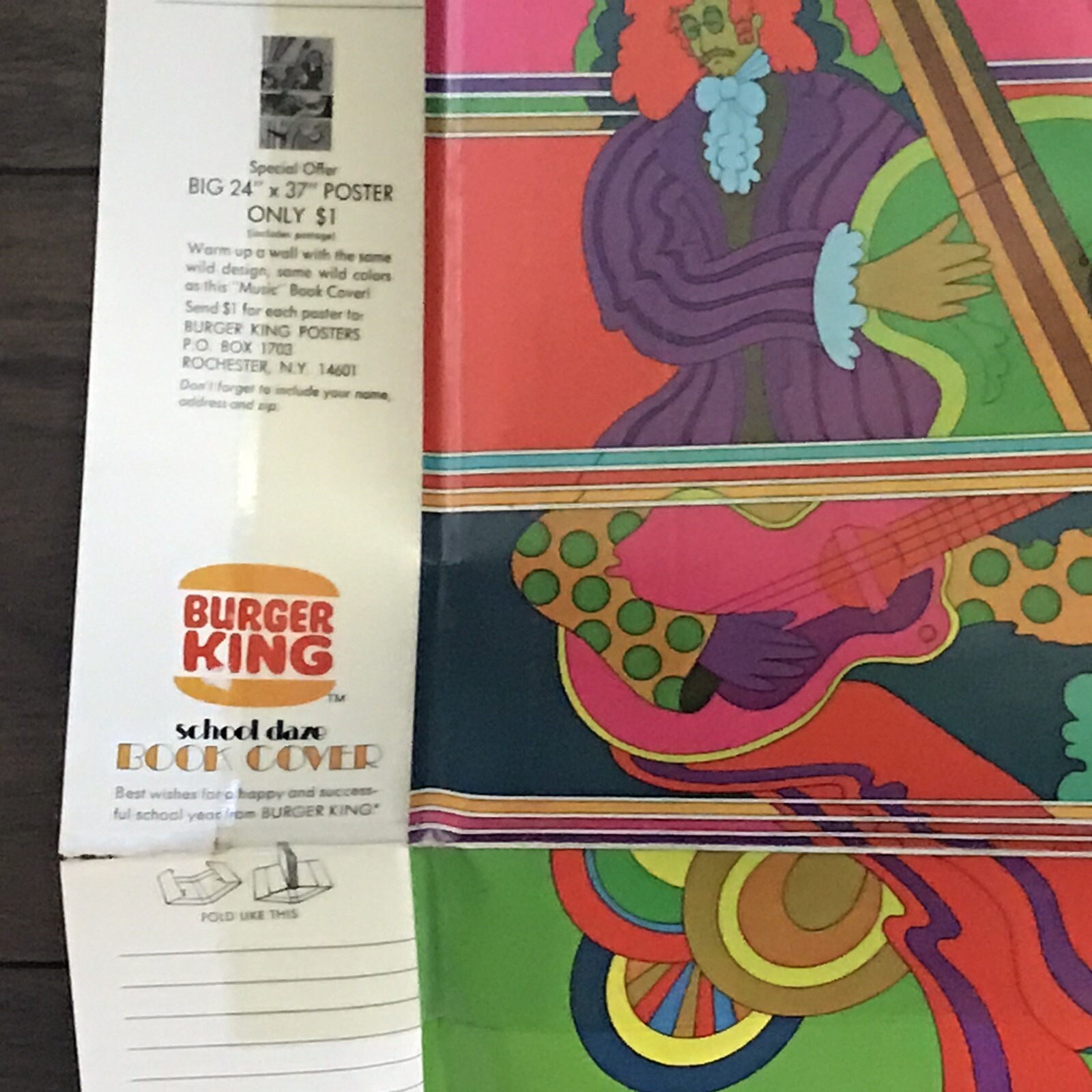 Peter Max 1970’s Burger King Psychedelic Rock Art “School Daze” Book Cover-RARE