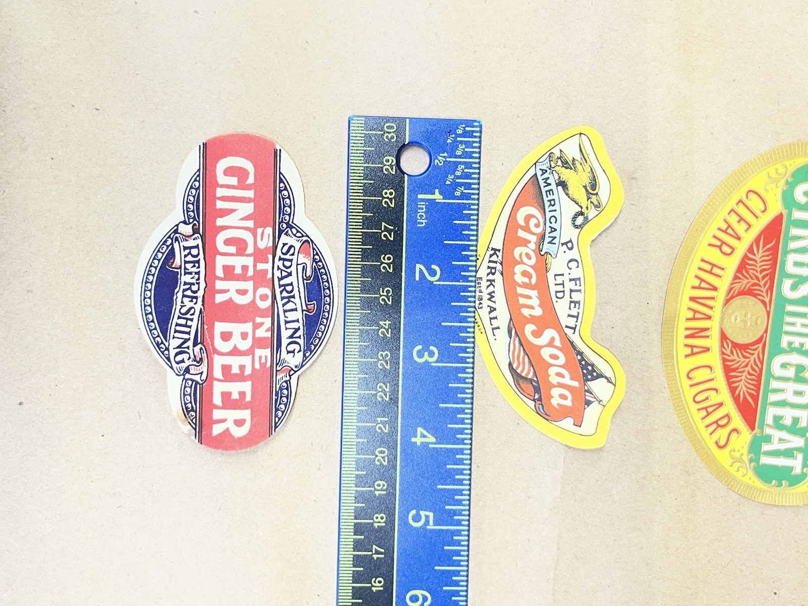 Vintage Paper Labels Bottle Cyrus Cigar Cream Soda Ginger Beer Drink Beverage