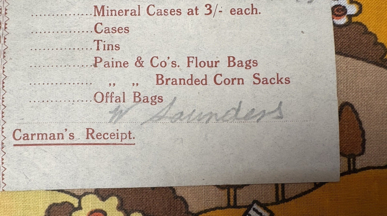 ‘Carman’s’ Receipts, 1940s Brewery Bottle Collection, Northamptonshire Area