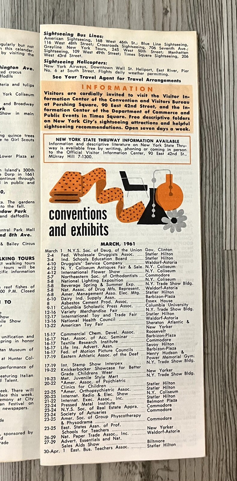 Vintage New York N.Y. Quarterly Calendar Of Events Spring 1961 Brochure Foldout