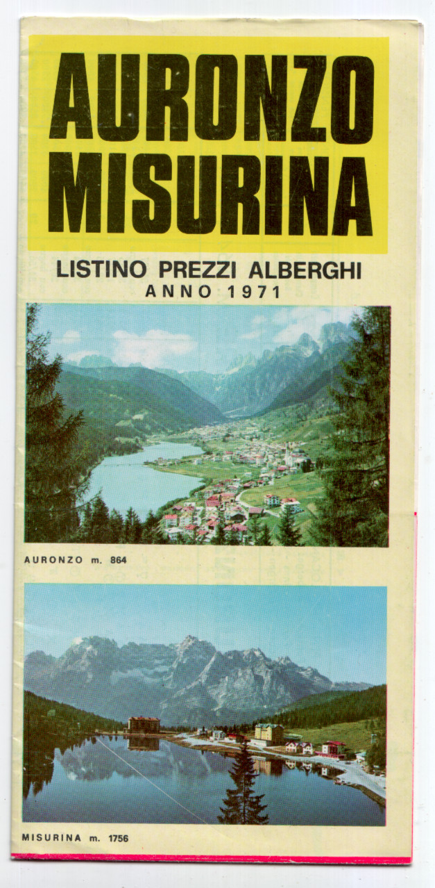 Auronzo Misurina Hotel Price List 1971 European Motorboating Championship