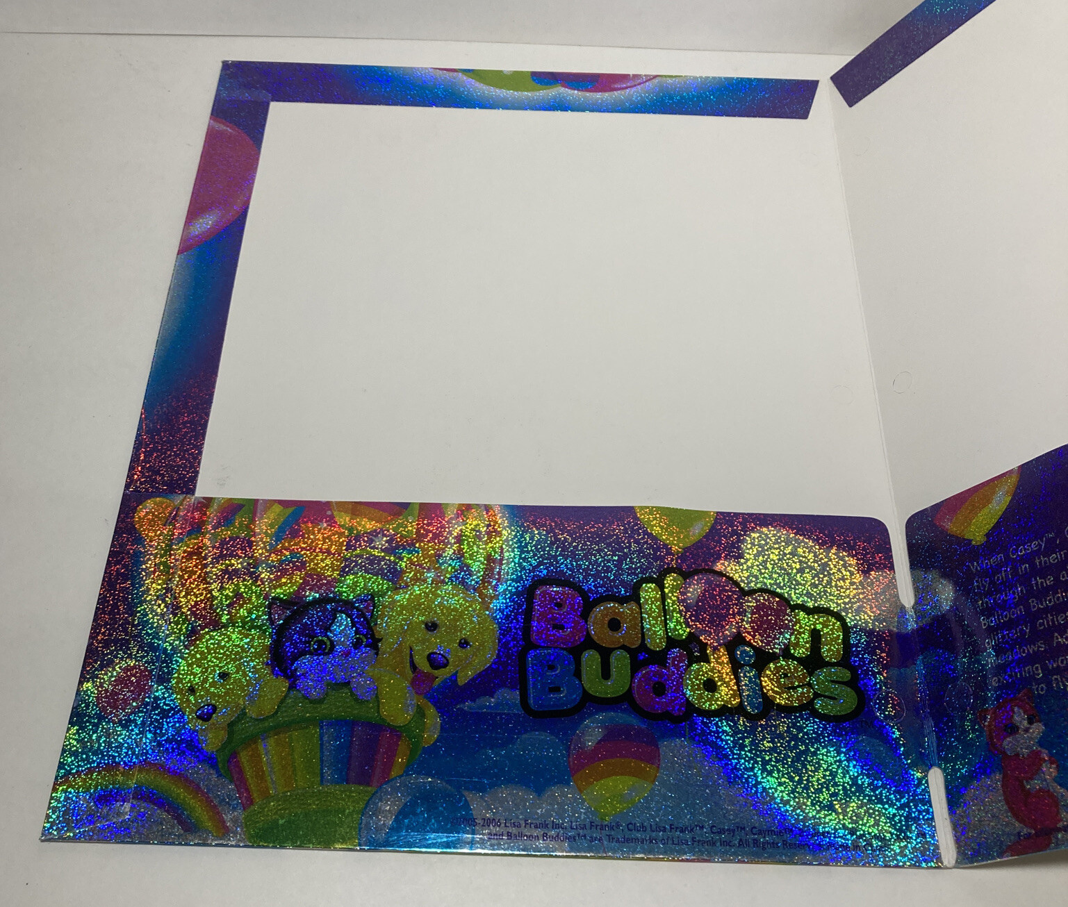 Vintage LISA FRANK Ballon Buddies Pocket Portfolio Folder Cats Dogs Unpunched