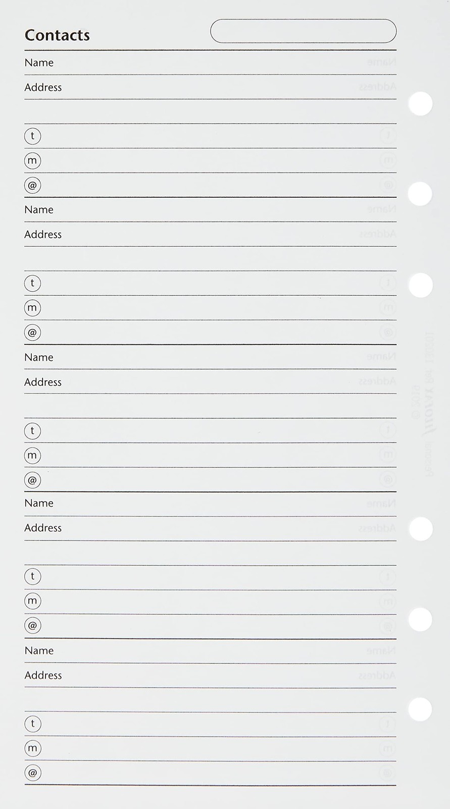 FILOFAX Name/Address/Telephone Refill for Personal & Personal Compact Size, 2…