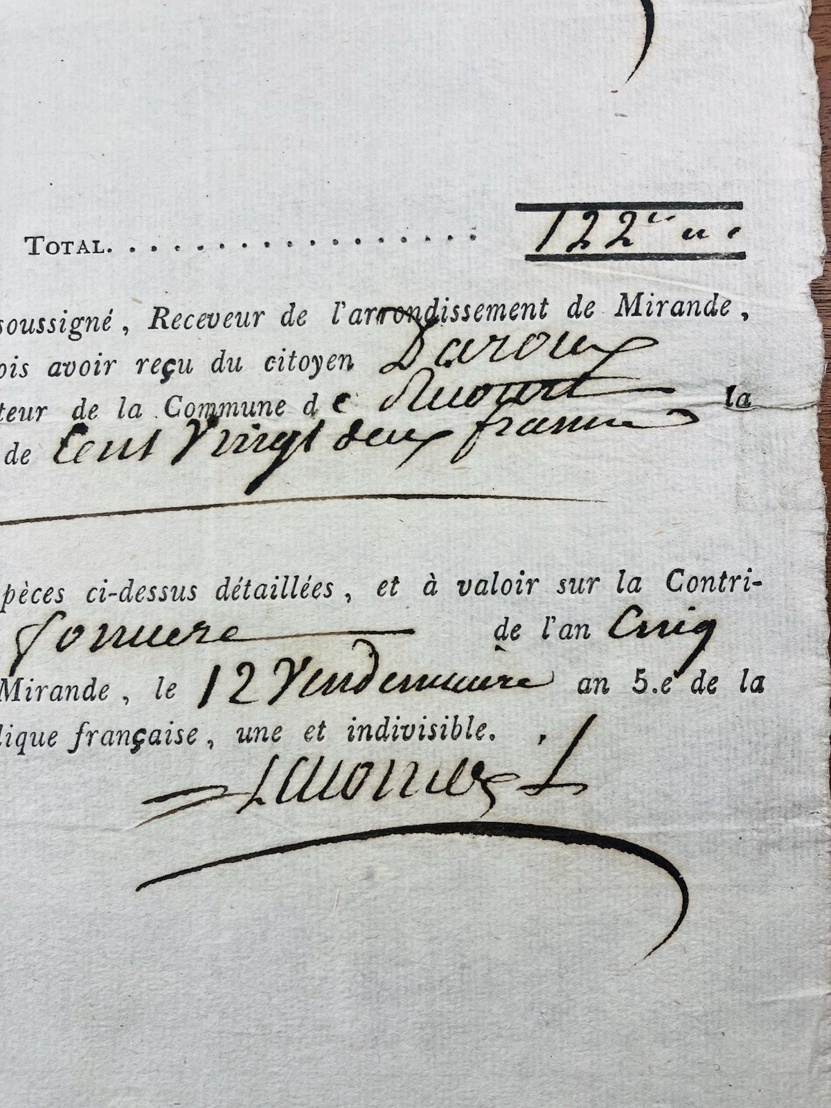 Daroux At Ricourt In 1796 Mirande Gers French Revolution Tax Contribution
