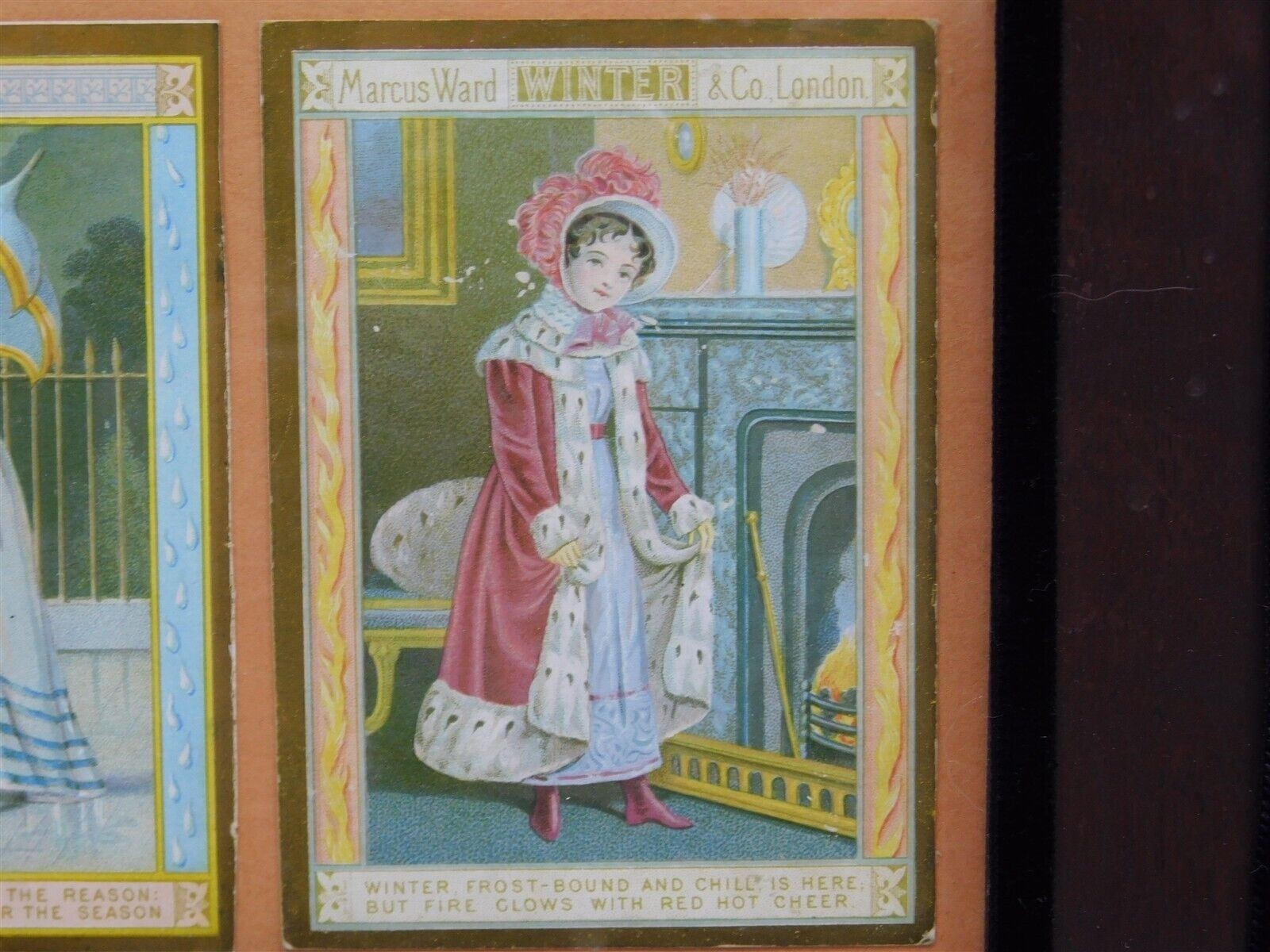 Marcus Ward 1880s Calendar Of The Seasons Victorian Trade Cards Framed