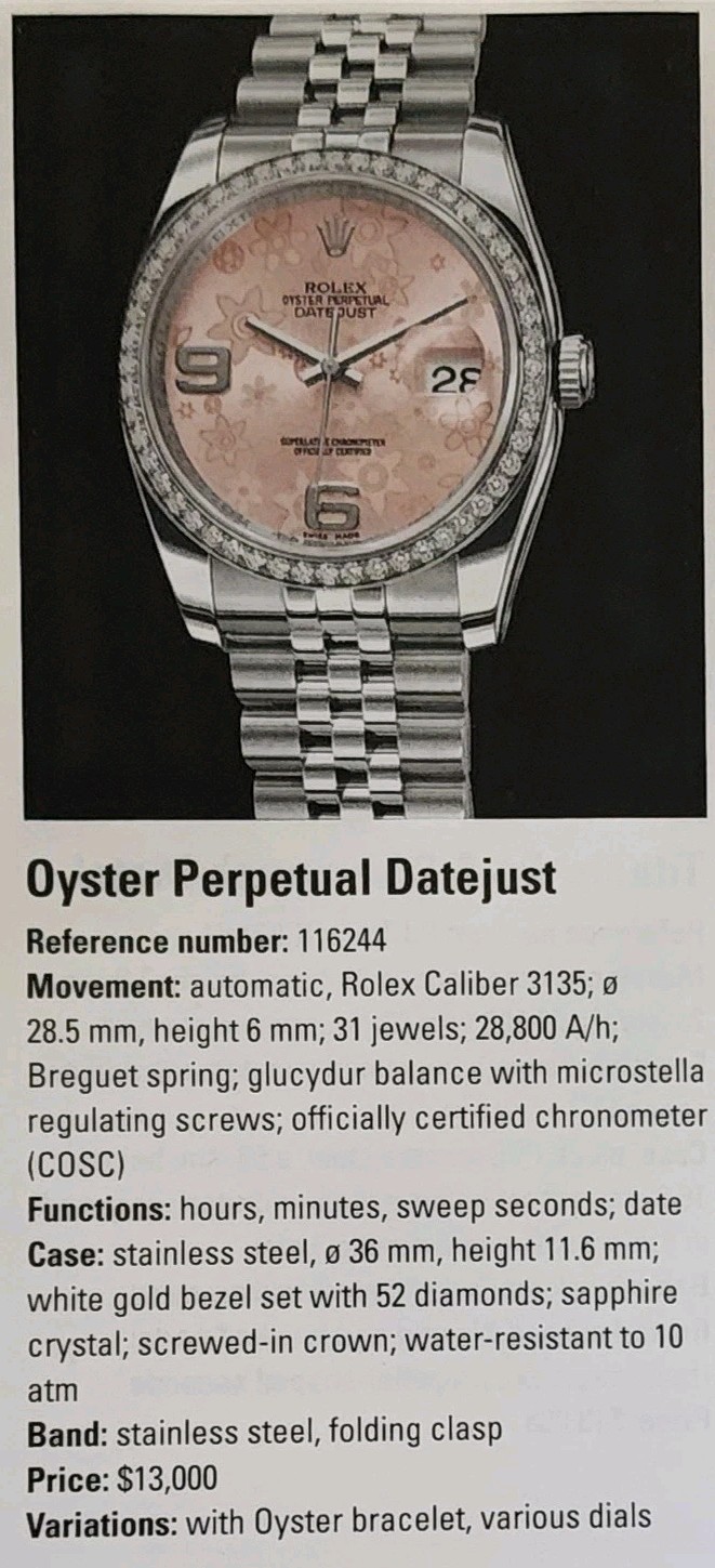 Rolex Oyster Datejust Watch Picture Catalog Magazine Ad Original